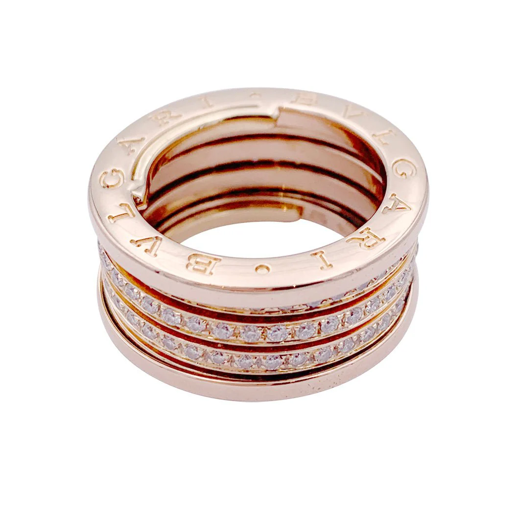 Bague Bandeau BULGARI "B.Zero1" en or rose et diamants - Image 4