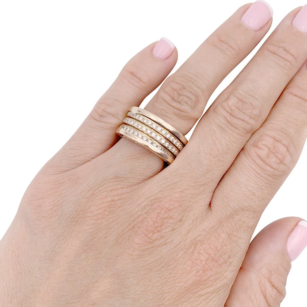 Bague Bandeau BULGARI "B.Zero1" en or rose et diamants - Image 5