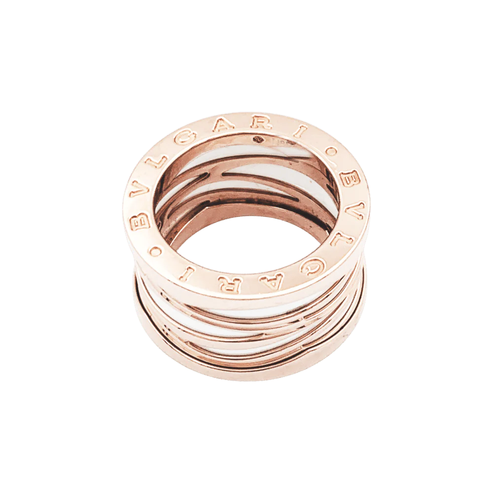 Bague Bandeau BULGARI "B.Zéro1" en or rose et céramique - Image 4