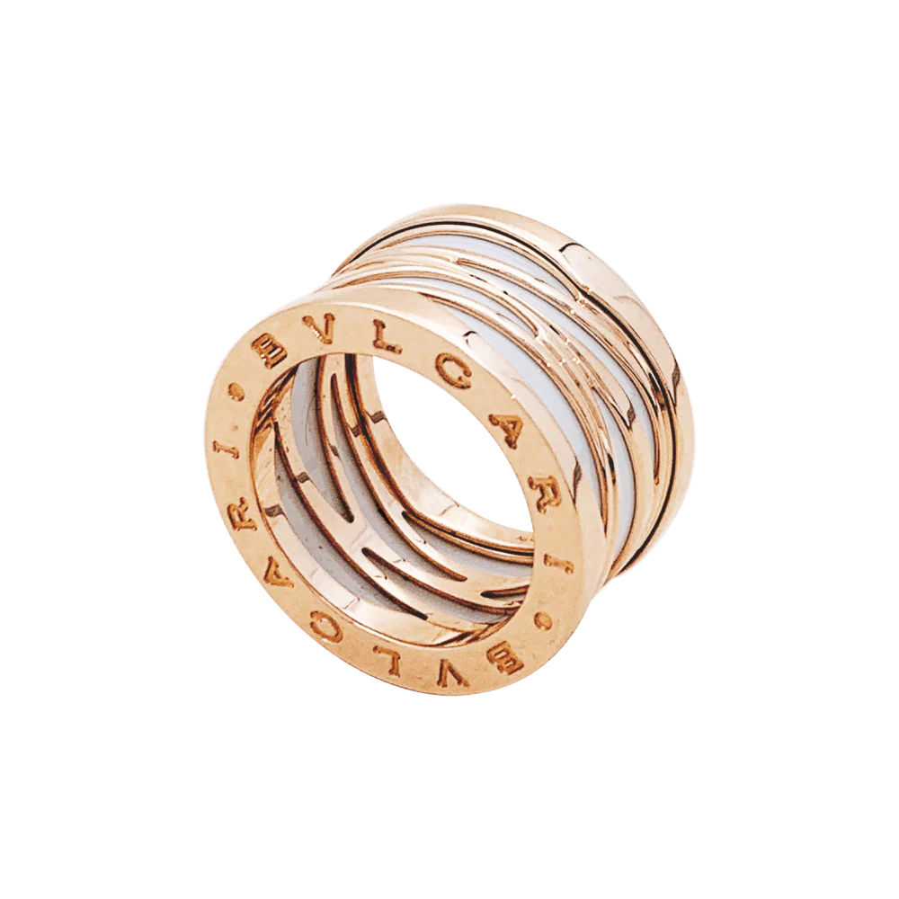 Bague Bandeau BULGARI "B.Zéro1" en or rose et céramique - Image 5