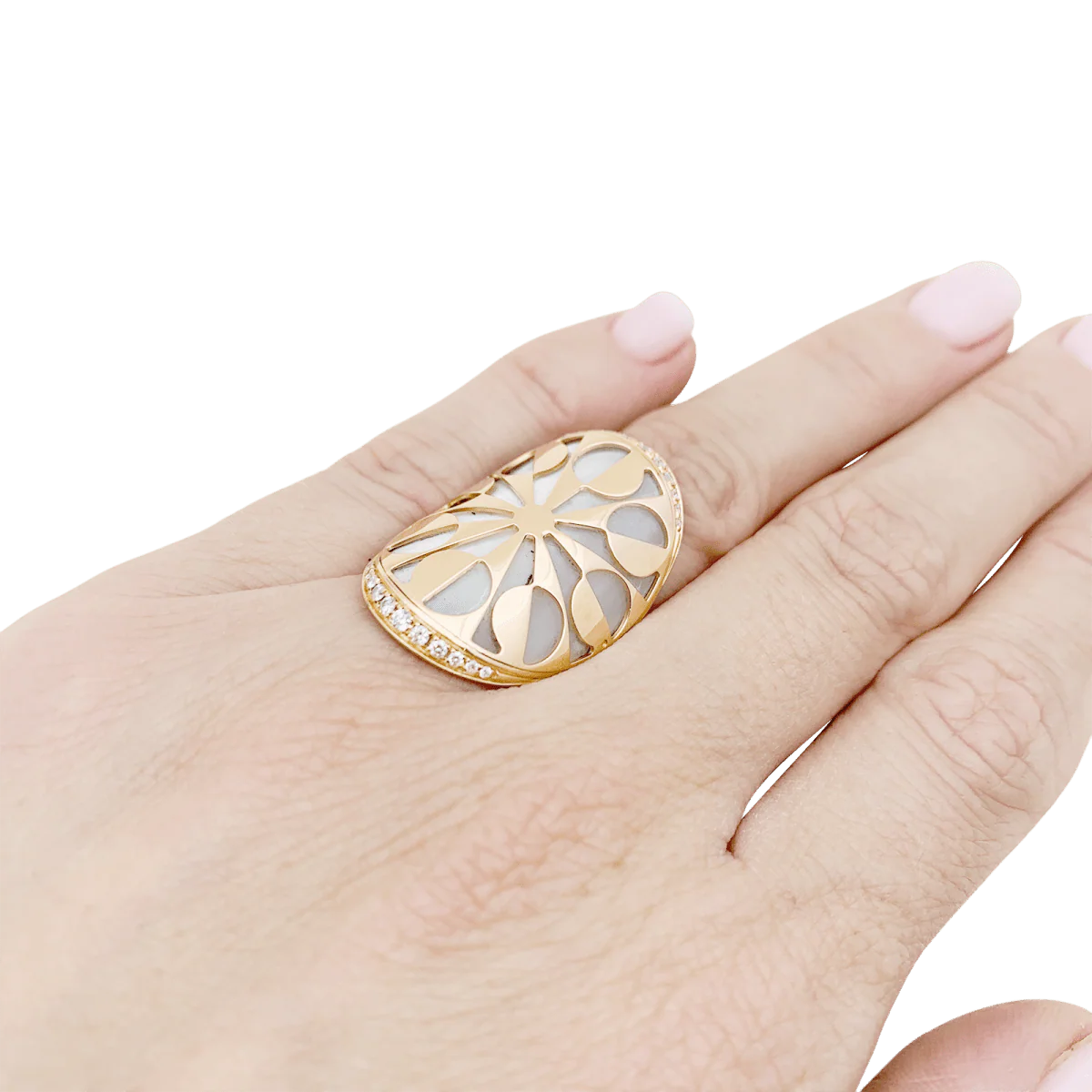 Bague BULGARI "Intarsio" en or rose, nacre et diamants - Image 3
