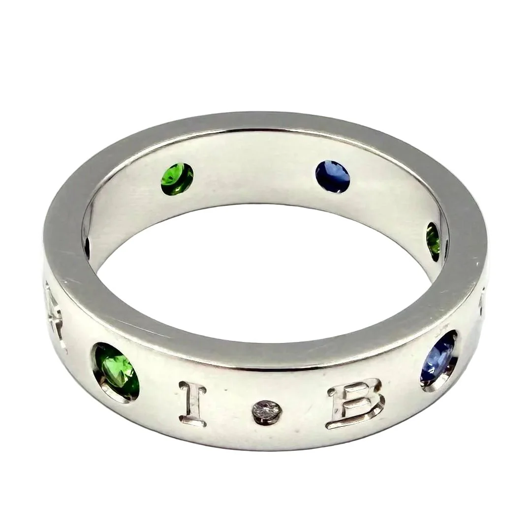 Bague Alliance BULGARI "Roman Sorbet" en or blanc, grenats, saphirs et diamant - Image 12