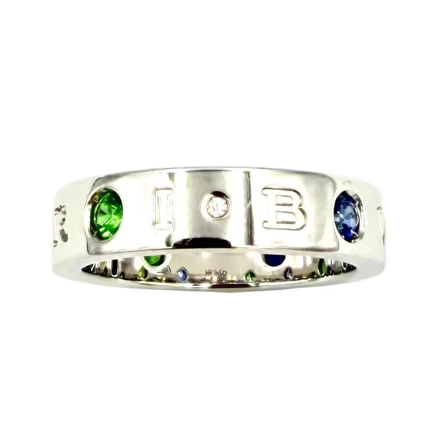 Bague Alliance BULGARI "Roman Sorbet" en or blanc, grenats, saphirs et diamant - Image 9
