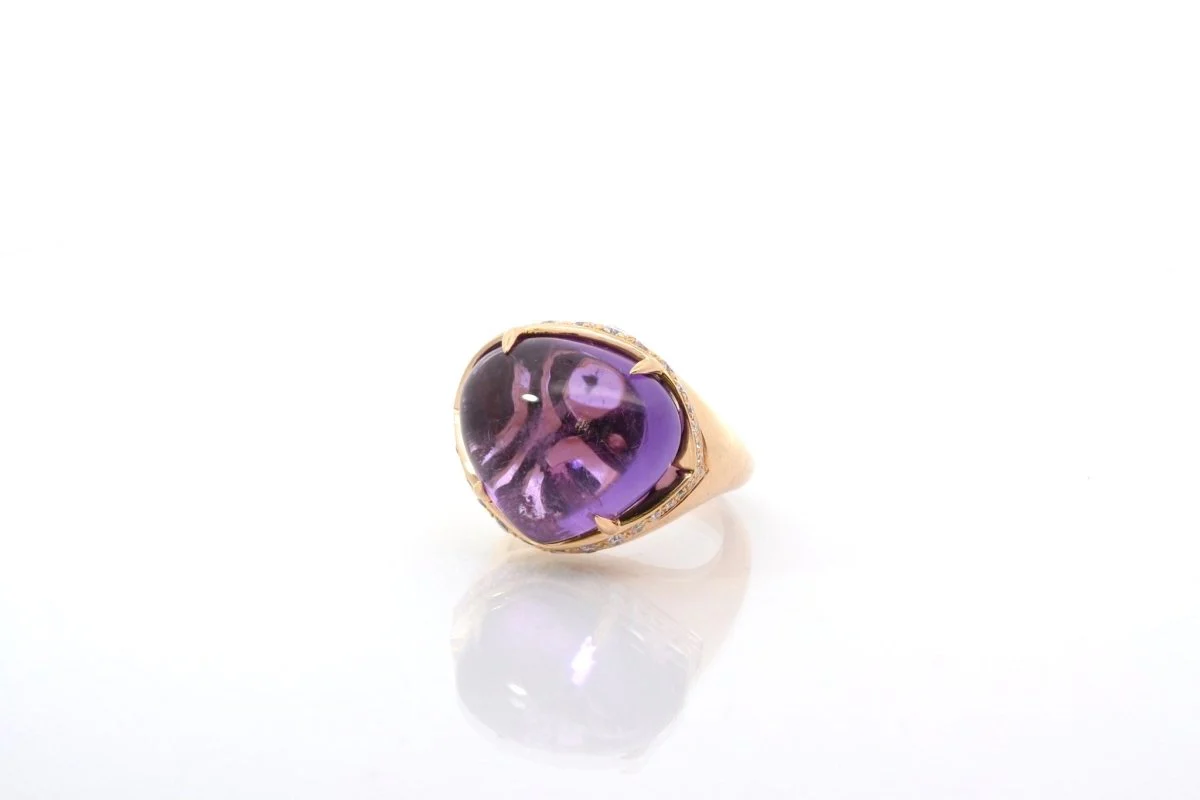 Bague BULGARI "Sassi" améthyste et diamants - Image 4