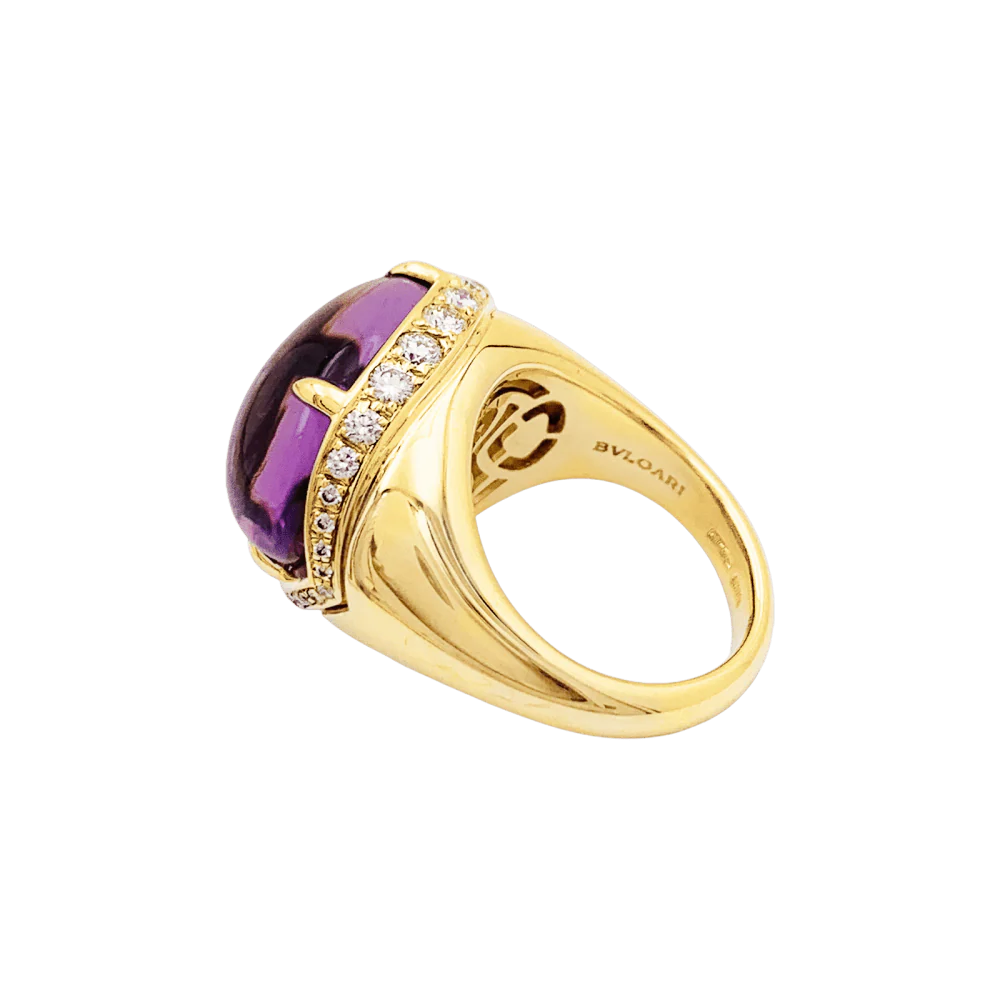 Bague Cocktail BULGARI "Sassi Mediterranean Eden" en or jaune, améthyste et diamants - Image 4