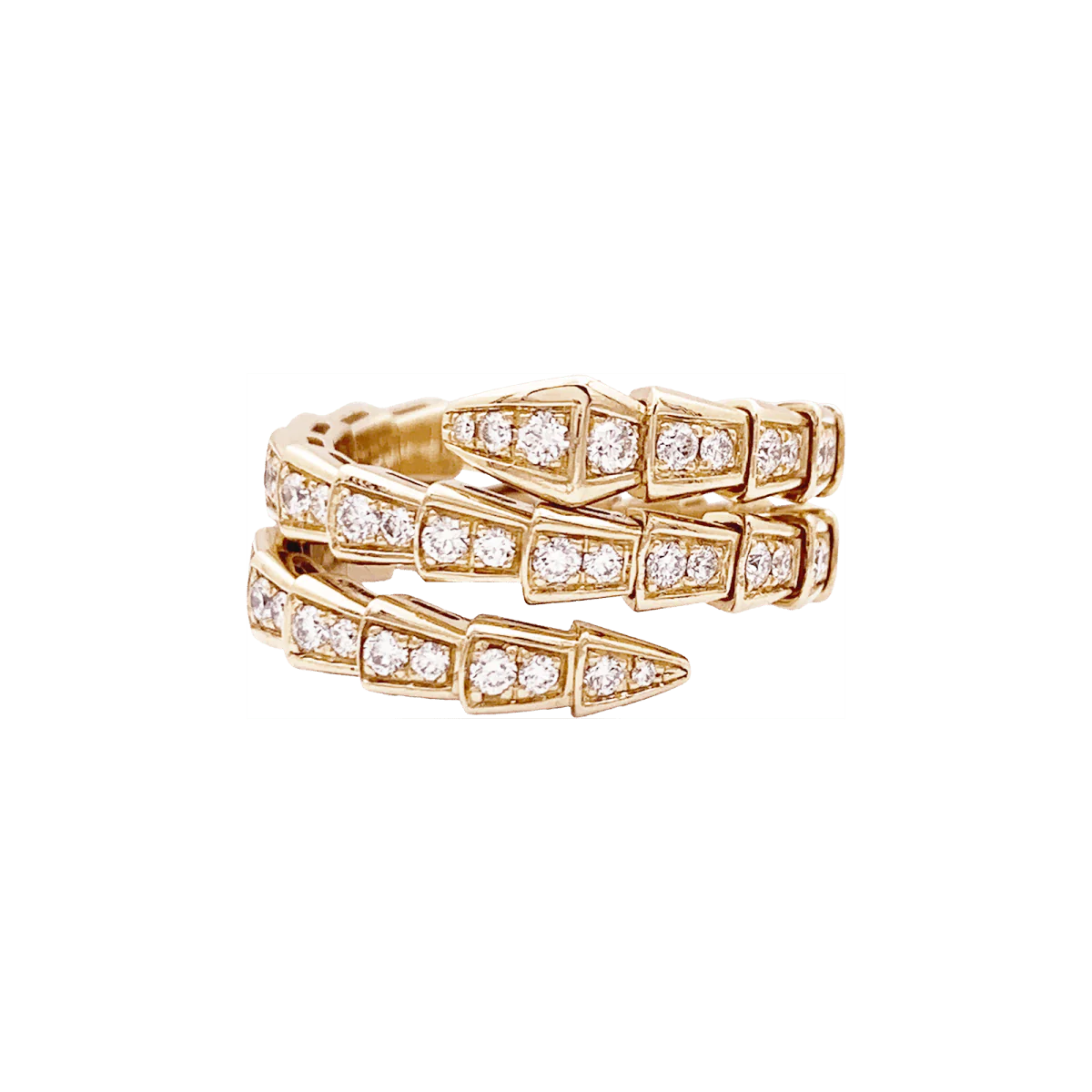 Bague BULGARI, "Serpenti Viper", or rose, diamants.
