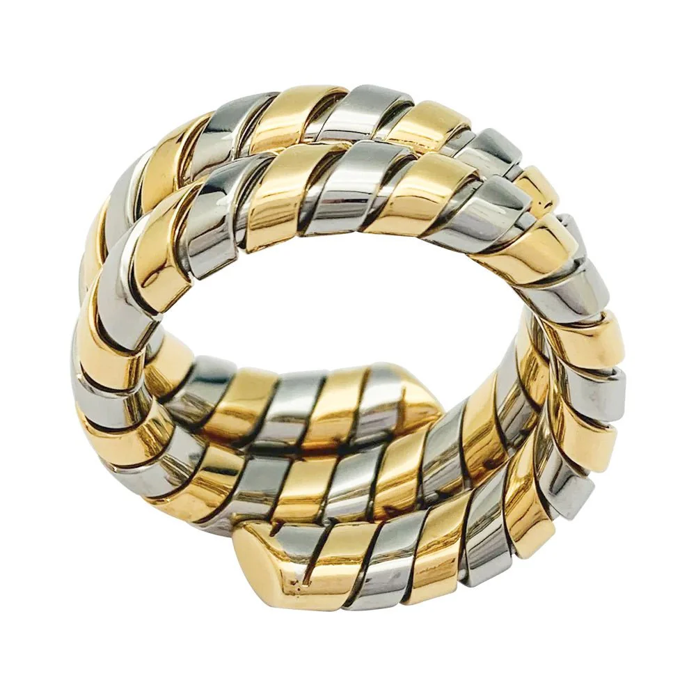 Bague BULGARI "Tubogas" en or jaune et or blanc - Image 4