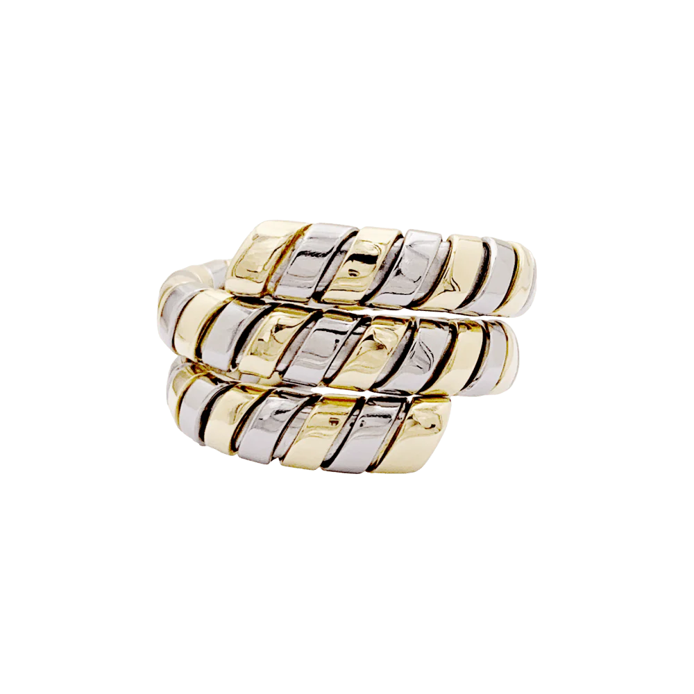 Bague Bandeau BULGARI "Tubogas" en or jaune et or blanc