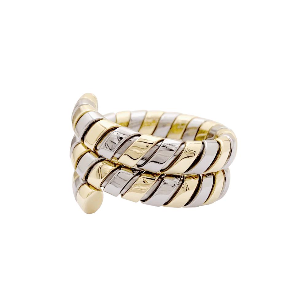 Bague Bandeau BULGARI "Tubogas" en or jaune et or blanc - Image 3