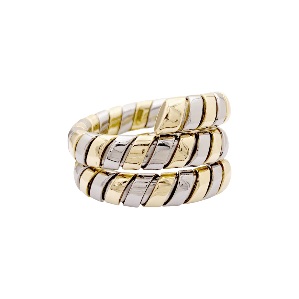 Bague Bandeau BULGARI "Tubogas" en or jaune et or blanc - Image 4