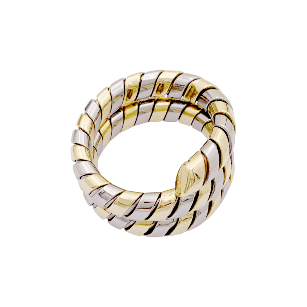 Bague Bandeau BULGARI "Tubogas" en or jaune et or blanc - Image 5
