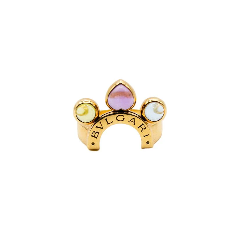 Bague BVLGARI "Allegra" en or jaune, améthyste, péridot et topaze bleue