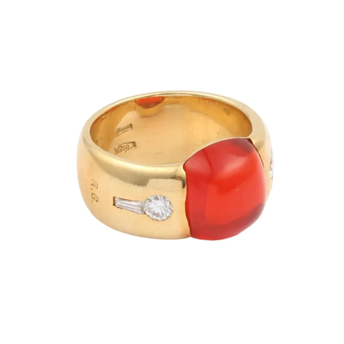 Bague Cocktail en or jaune, opale et diamants - Image 3