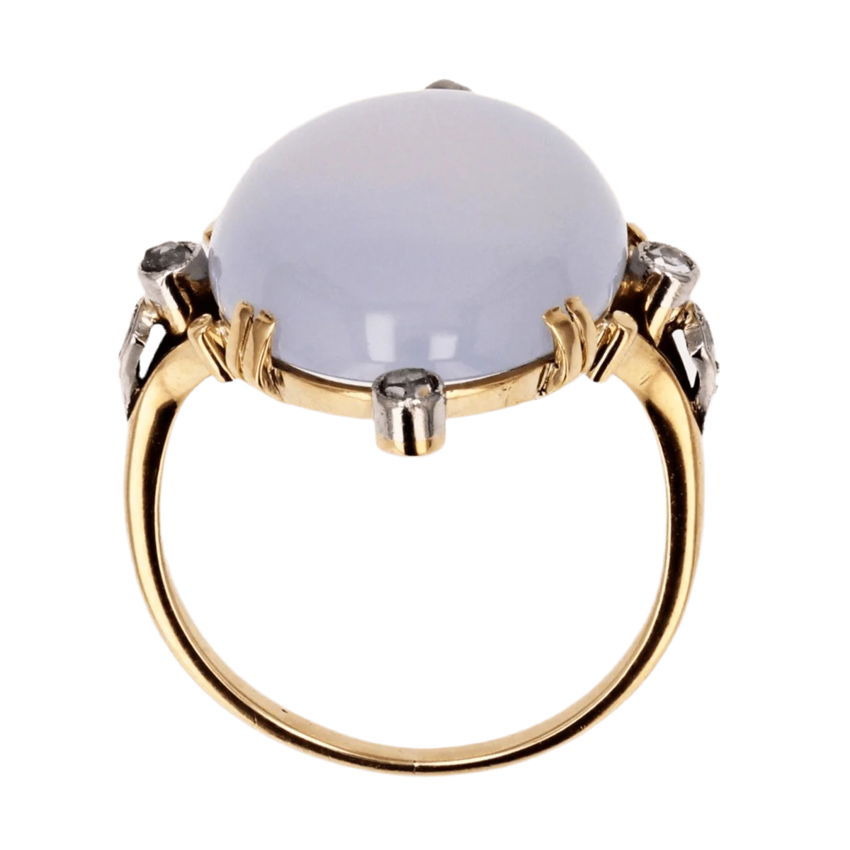Bague Entourage en or jaune, calcédoine et diamants - Image 6