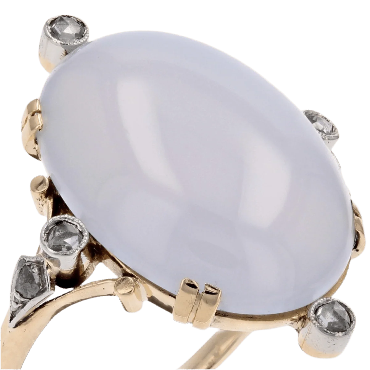 Bague Entourage en or jaune, calcédoine et diamants - Image 7