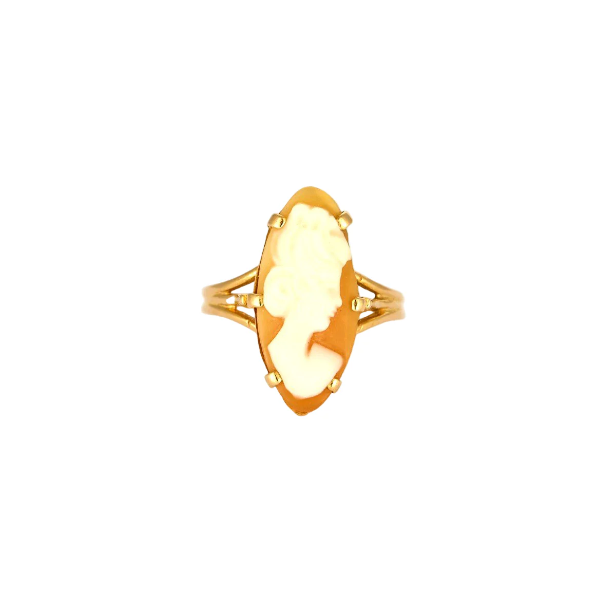 Bague Marquise en or jaune et camée