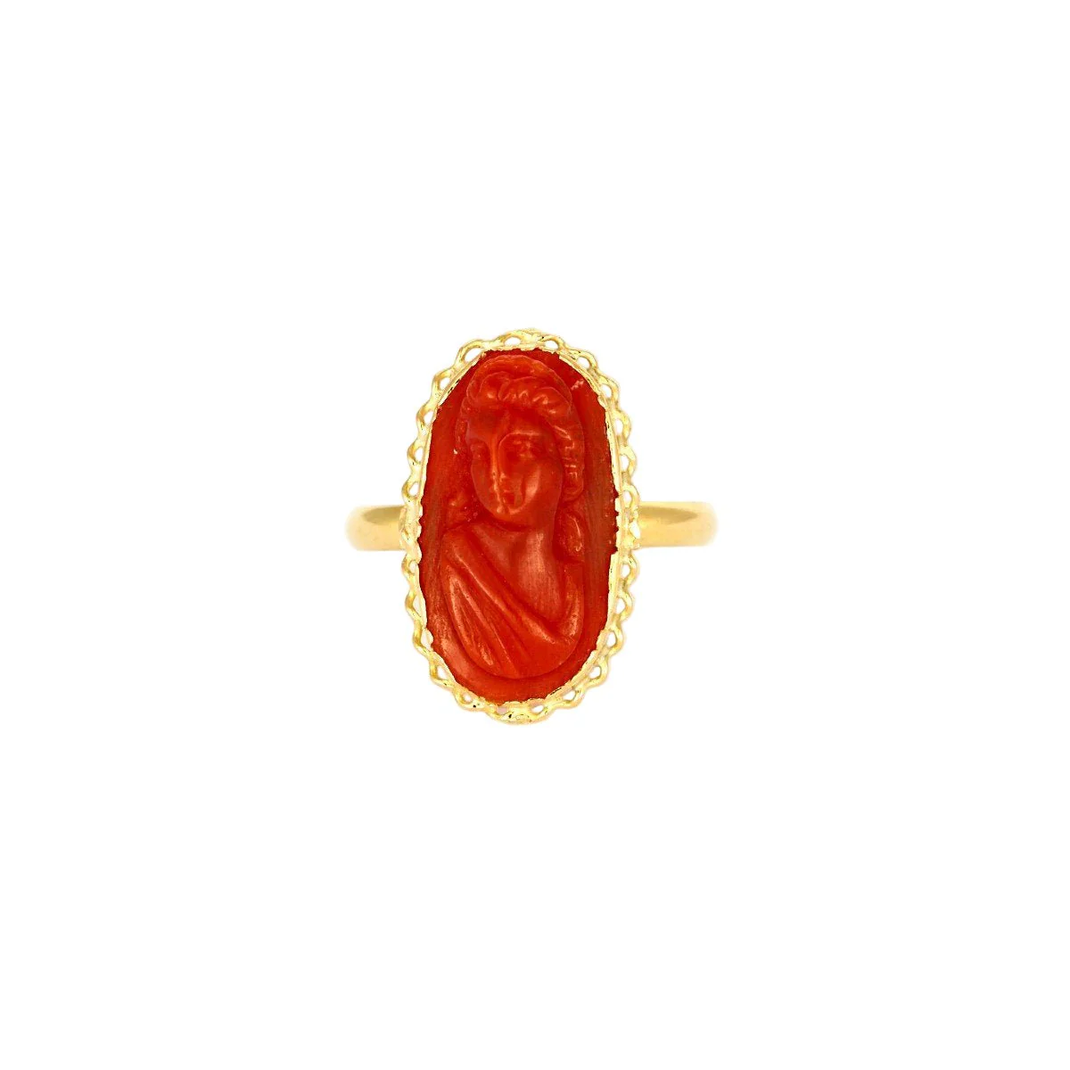 Bague en or jaune et corail