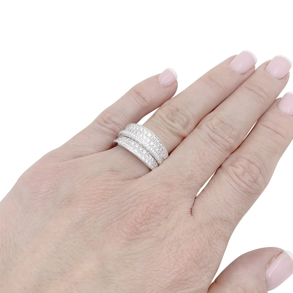 Bague CARTIER "Barrette" en or blanc et diamants - Image 2