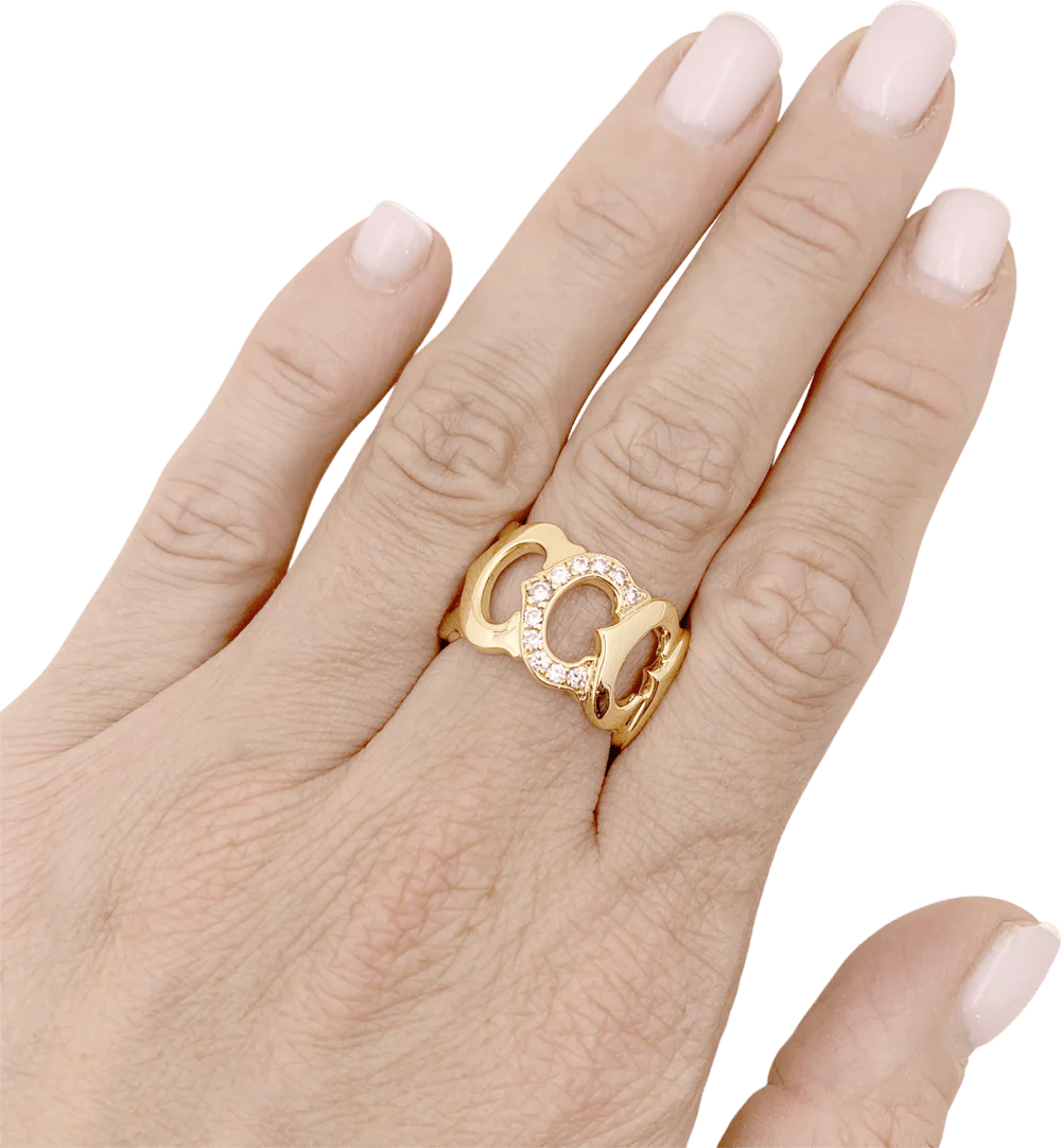 Bague Bandeau CARTIER "C de Cartier" en or jaune et diamants - Image 2