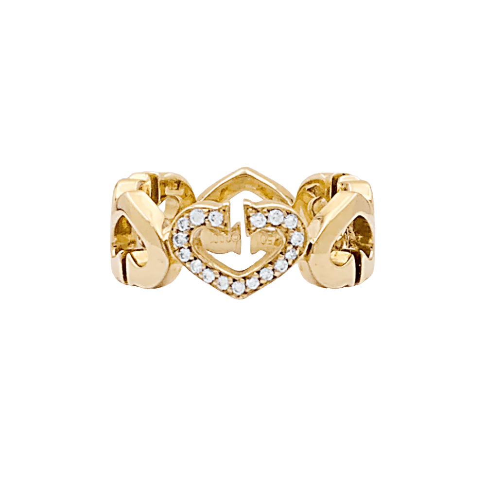 Bague Bandeau CARTIER "Coeurs C" en or jaune et diamants