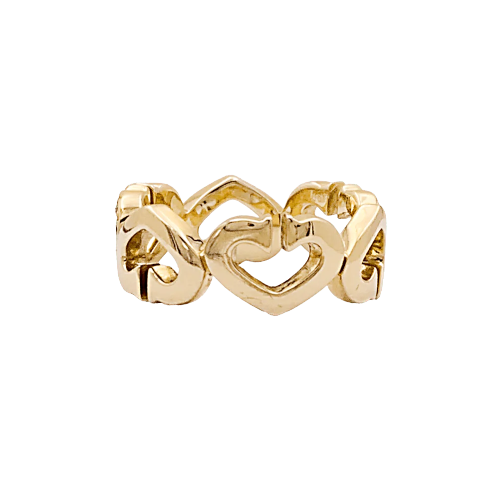 Bague Bandeau CARTIER "Coeurs C" en or jaune et diamants - Image 3