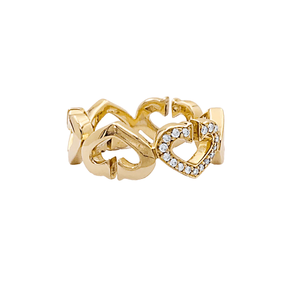 Bague Bandeau CARTIER "Coeurs C" en or jaune et diamants - Image 4