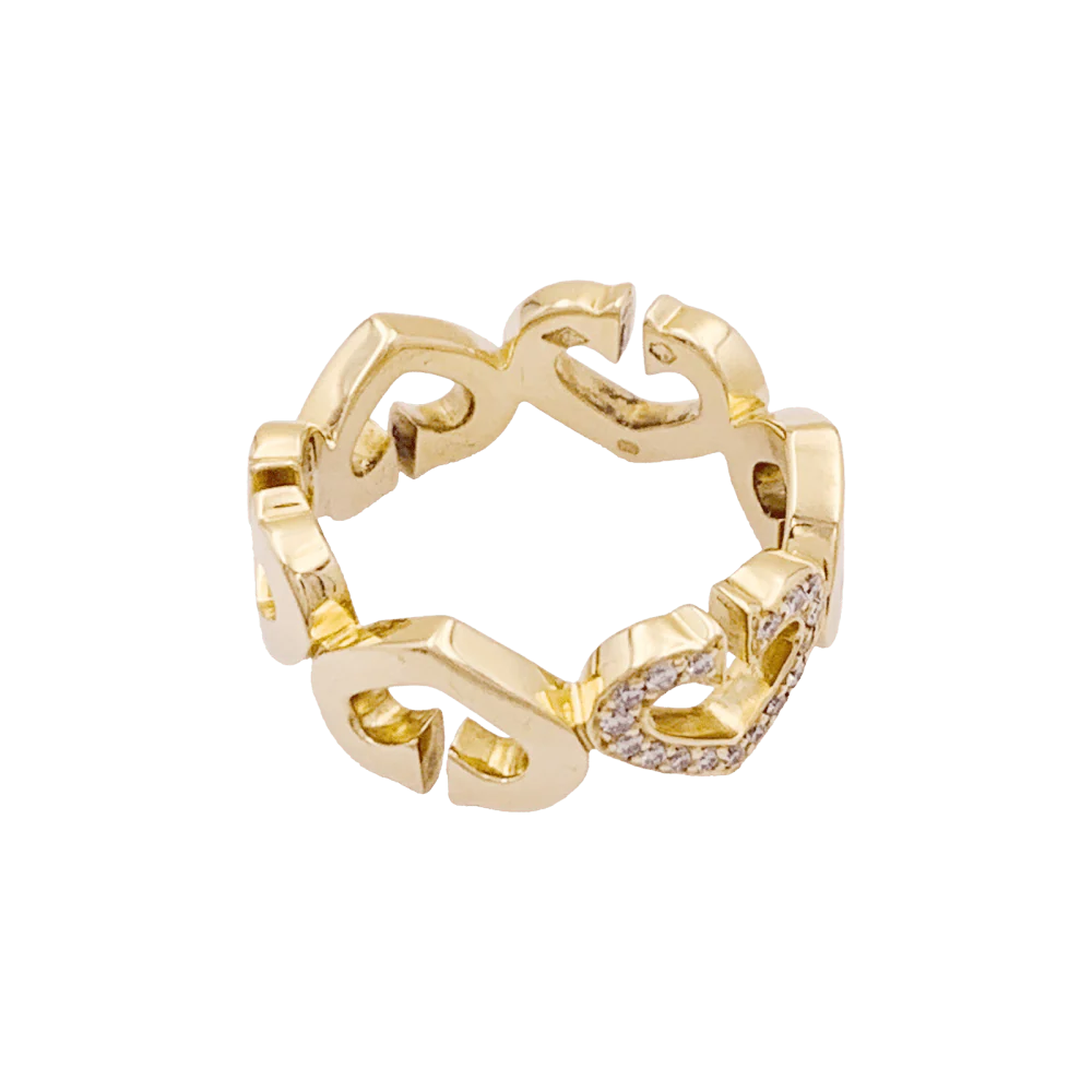 Bague Bandeau CARTIER "Coeurs C" en or jaune et diamants - Image 5