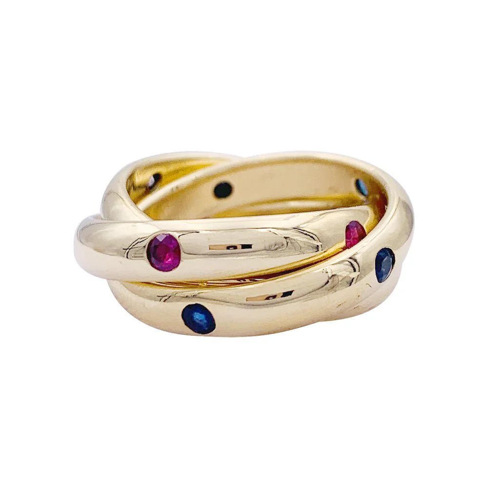 Bague CARTIER"Constellation"en  or jaune saphirs, rubis et diamants - Image 3