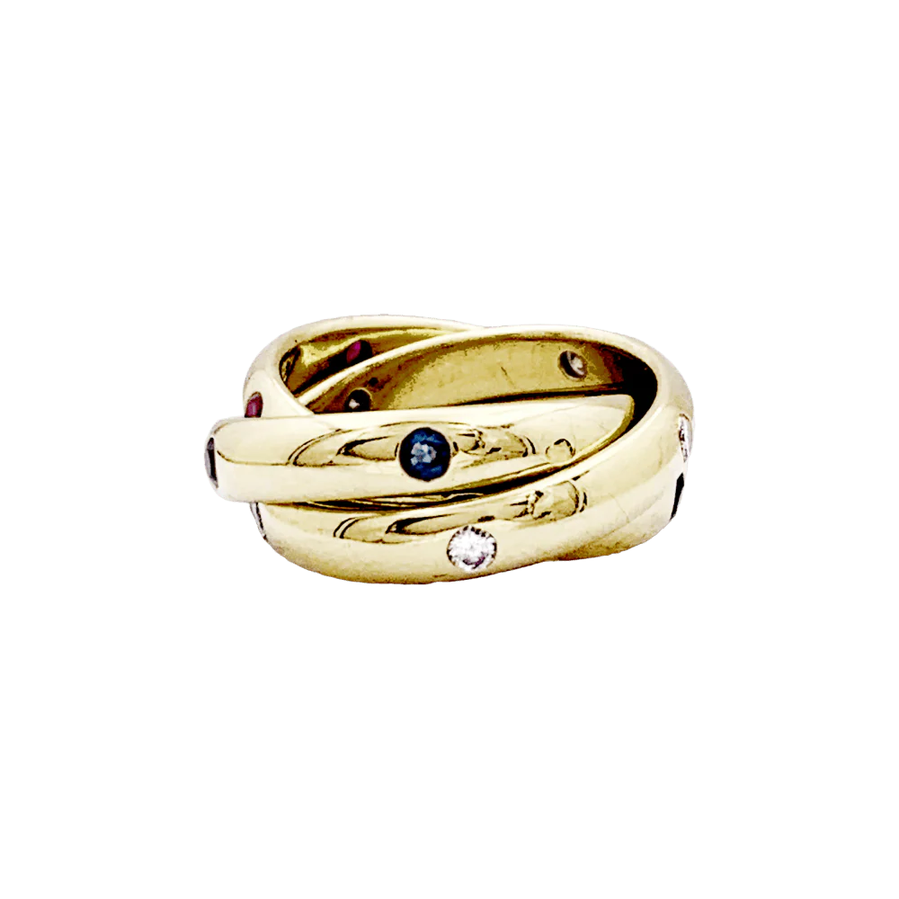 Bague Alliance CARTIER "Constellation" en or jaune, saphirs, rubis et diamants - Image 4