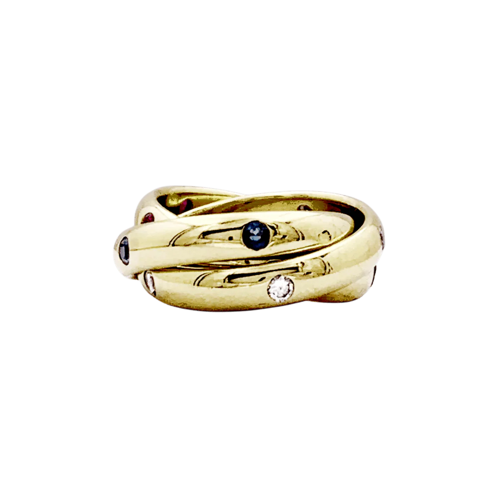 Bague Alliance CARTIER "Constellation" en or jaune, saphirs, rubis et diamants - Image 5