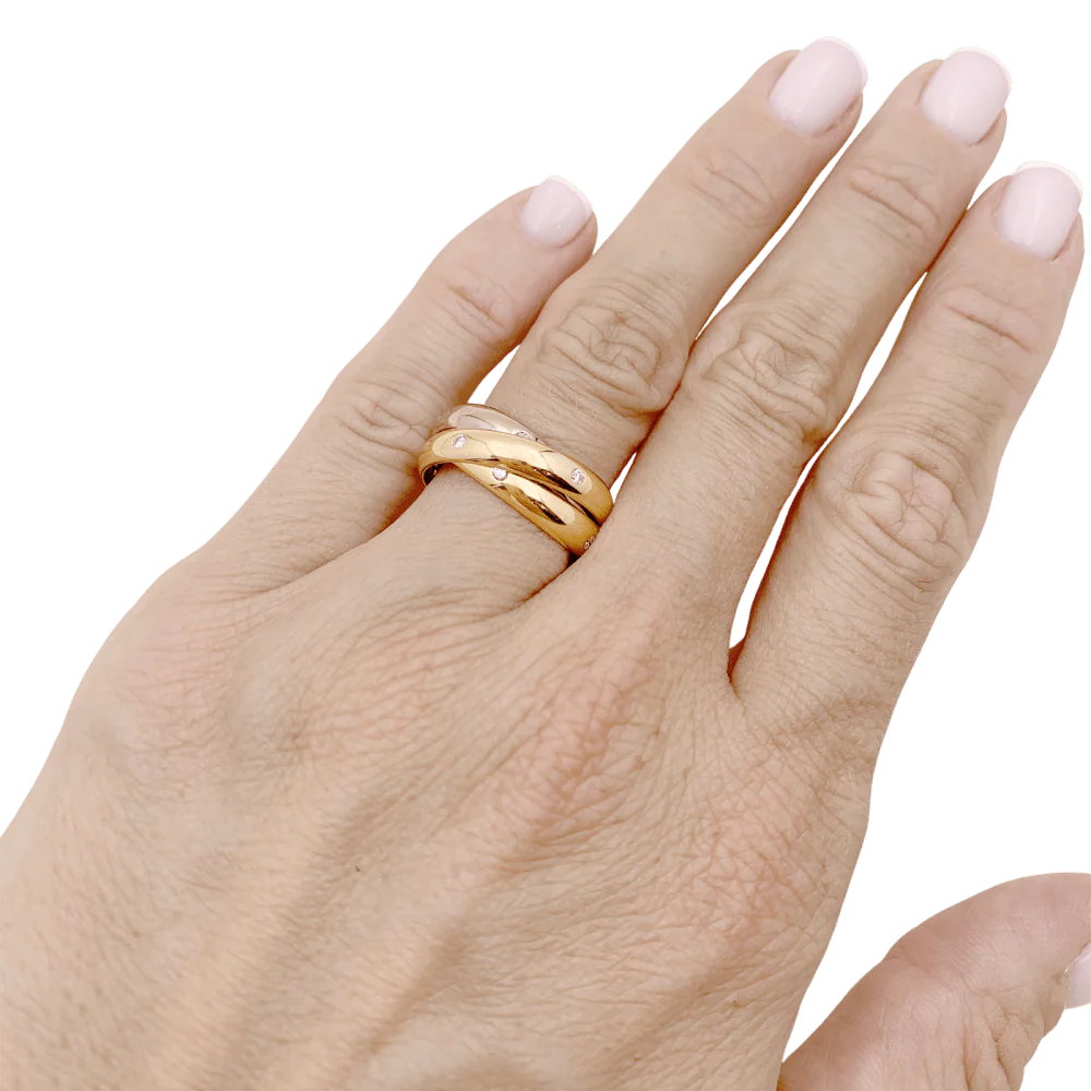 Bague CARTIER, "Trinity Constellation" en or rose jaune et blanc et diamants - Image 5