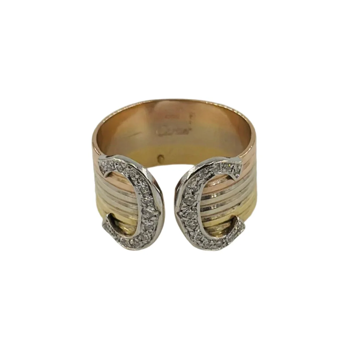 Bague CARTIER "Double c" en or jaune, or blanc, or rose et diamants