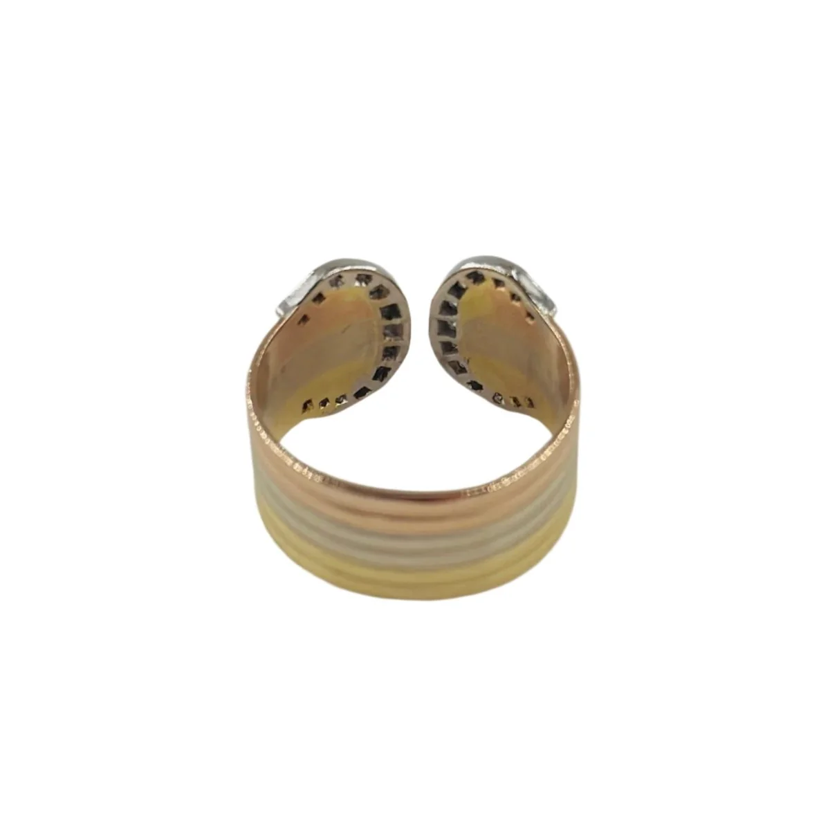 Bague CARTIER "Double c" en or jaune, or blanc, or rose et diamants - Image 3