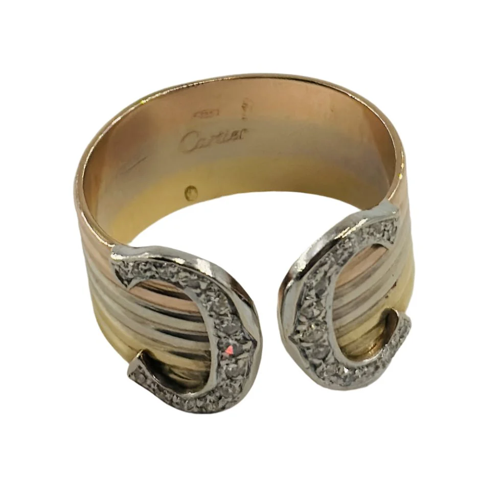 Bague CARTIER "Double c" en or jaune, or blanc, or rose et diamants - Image 5