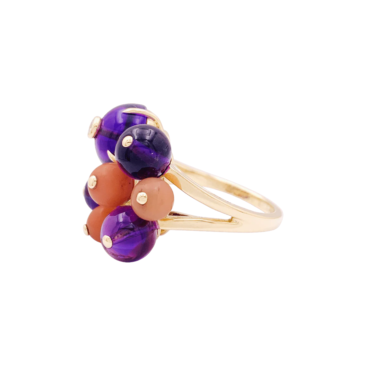 Bague Cocktail CARTIER "Délices de Goa" en or jaune, corail, améthyste et diamant - Image 3