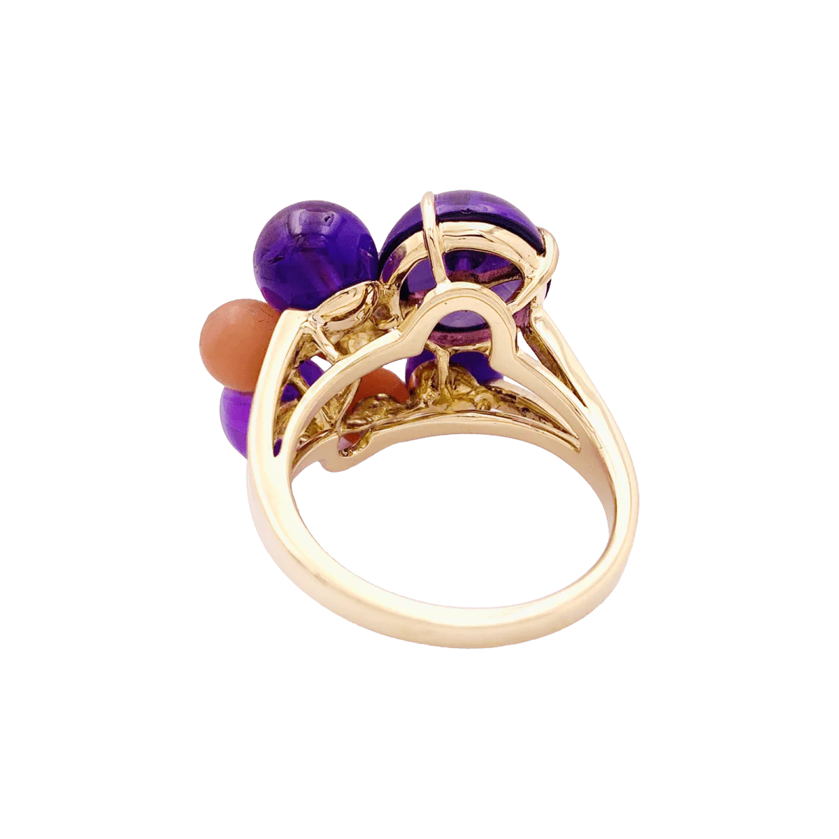 Bague Cocktail CARTIER "Délices de Goa" en or jaune, corail, améthyste et diamant - Image 4