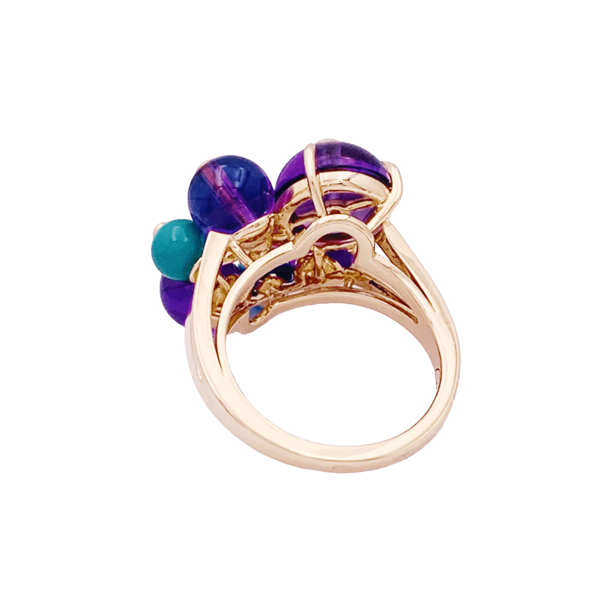 Bague Cocktail CARTIER "Délices de Goa" en or rose, améthyste, turquoise et diamant - Image 4
