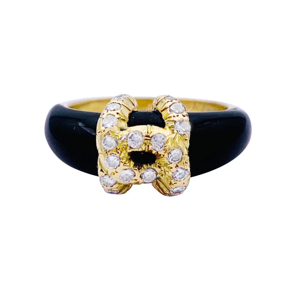 Bague Jonc CARTIER "Double C" en or jaune, onyx et diamants