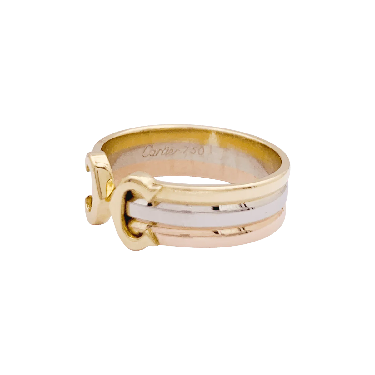Bague CARTIER "Double C" en or jaune, or blanc et or rose - Image 4