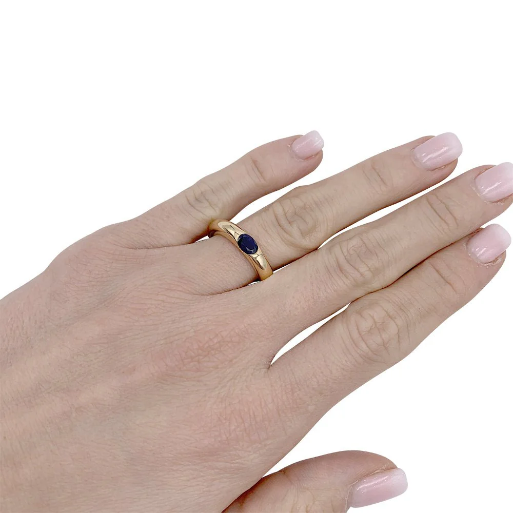Bague Cartier, "Ellipse", or jaune, saphir - Image 2