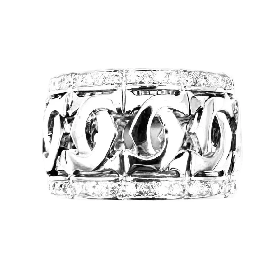 Bague Bandeau CARTIER  "Entrelacés" en or blanc et diamants - Image 2