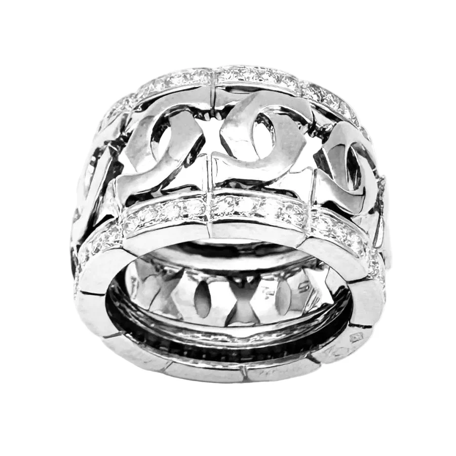 Bague Bandeau CARTIER  "Entrelacés" en or blanc et diamants - Image 3