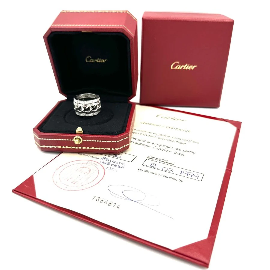Bague Bandeau CARTIER  "Entrelacés" en or blanc et diamants - Image 5