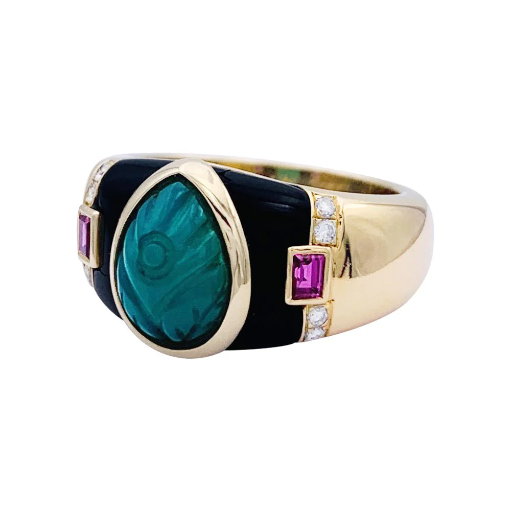 Bague CARTIER, "Gaïa", en or jaune et pierres de couleurs. - Image 2