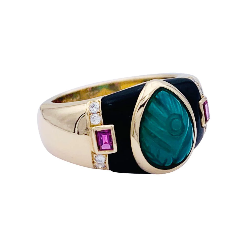 Bague CARTIER, "Gaïa", en or jaune et pierres de couleurs. - Image 3