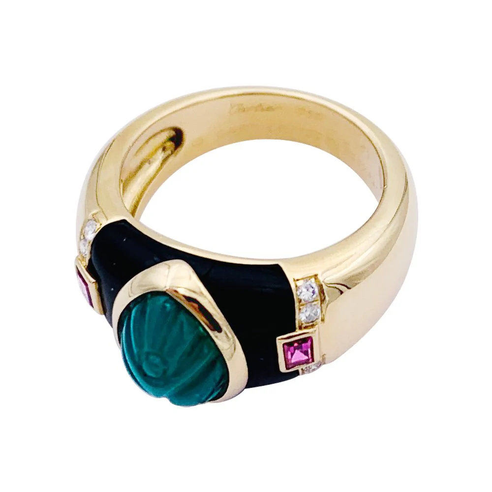 Bague CARTIER, "Gaïa", en or jaune et pierres de couleurs. - Image 4