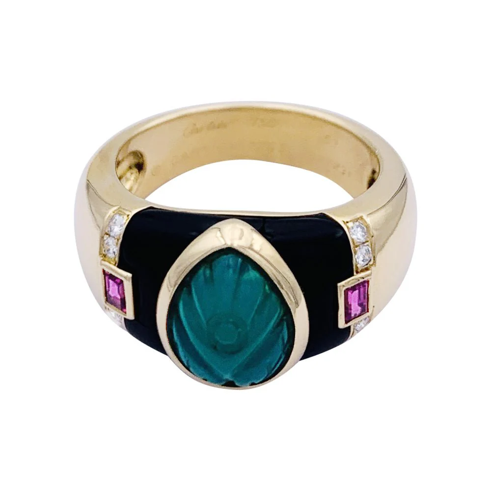 Bague CARTIER, "Gaïa", en or jaune et pierres de couleurs. - Image 5