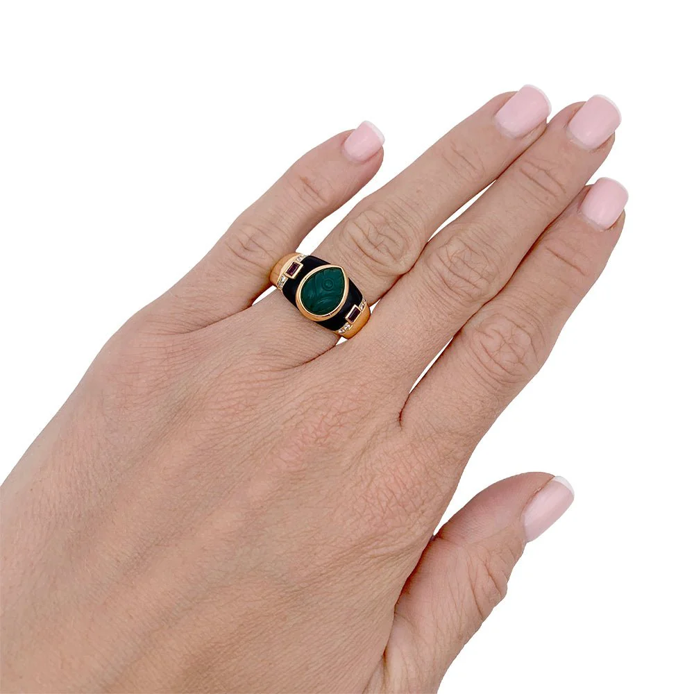 Bague CARTIER, "Gaïa", en or jaune et pierres de couleurs. - Image 6