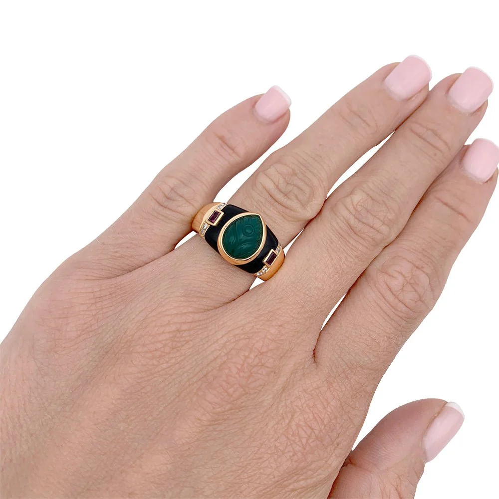 Bague CARTIER, "Gaïa", en or jaune et pierres de couleurs. - Image 7