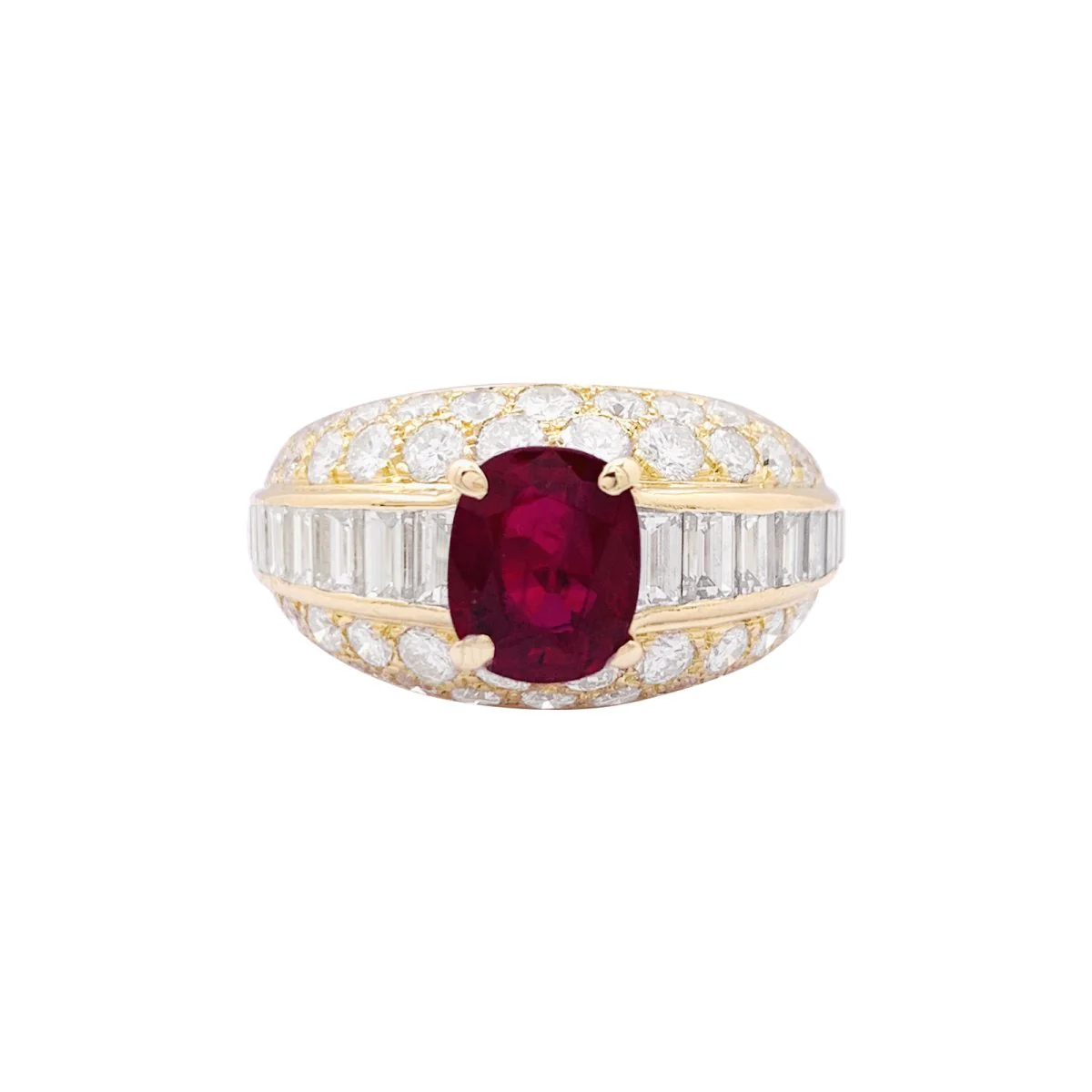 Bague Cartier "Gina" or jaune, diamants, rubis.